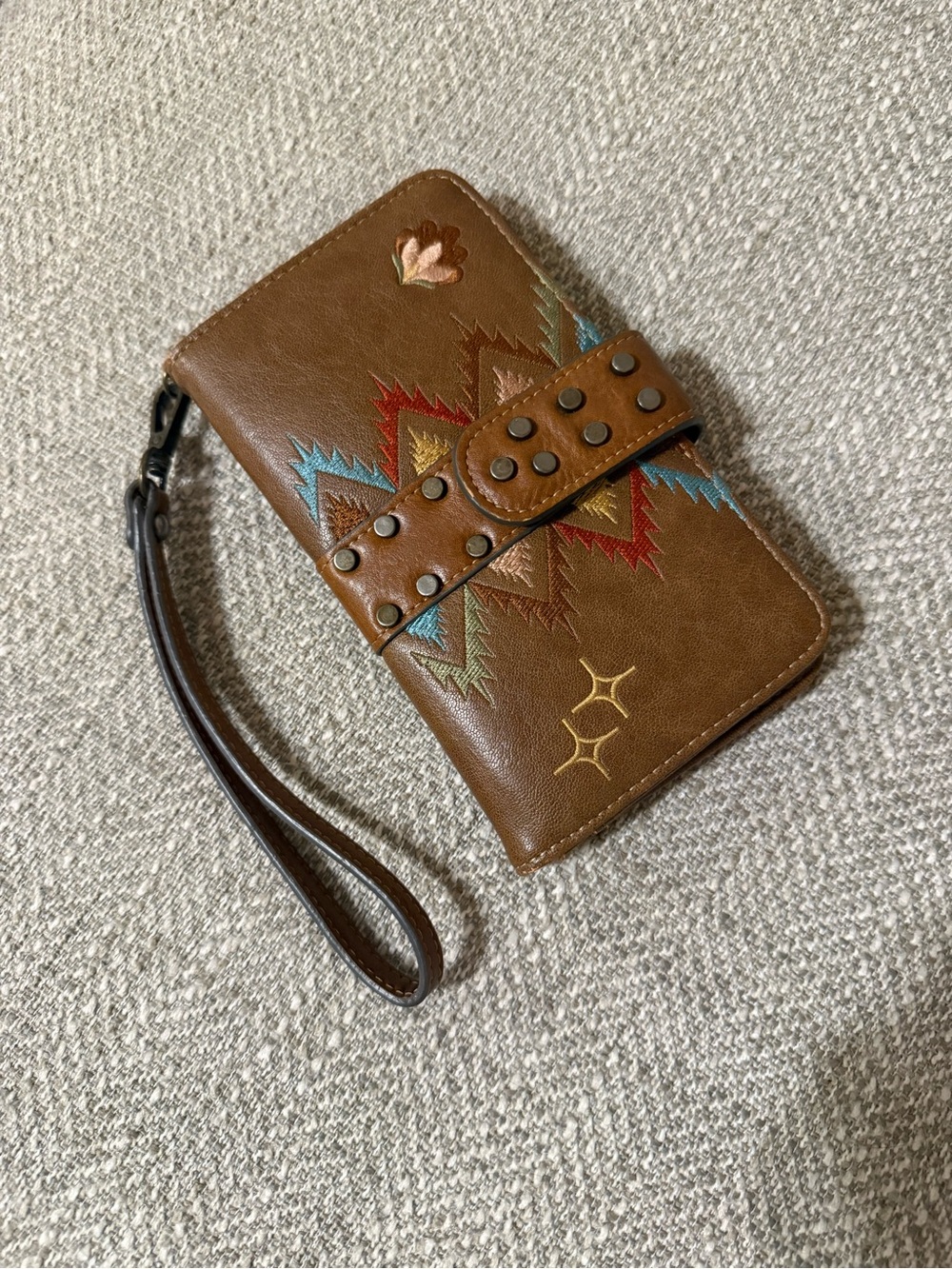 Brown Wristlet Clutch with Strap
